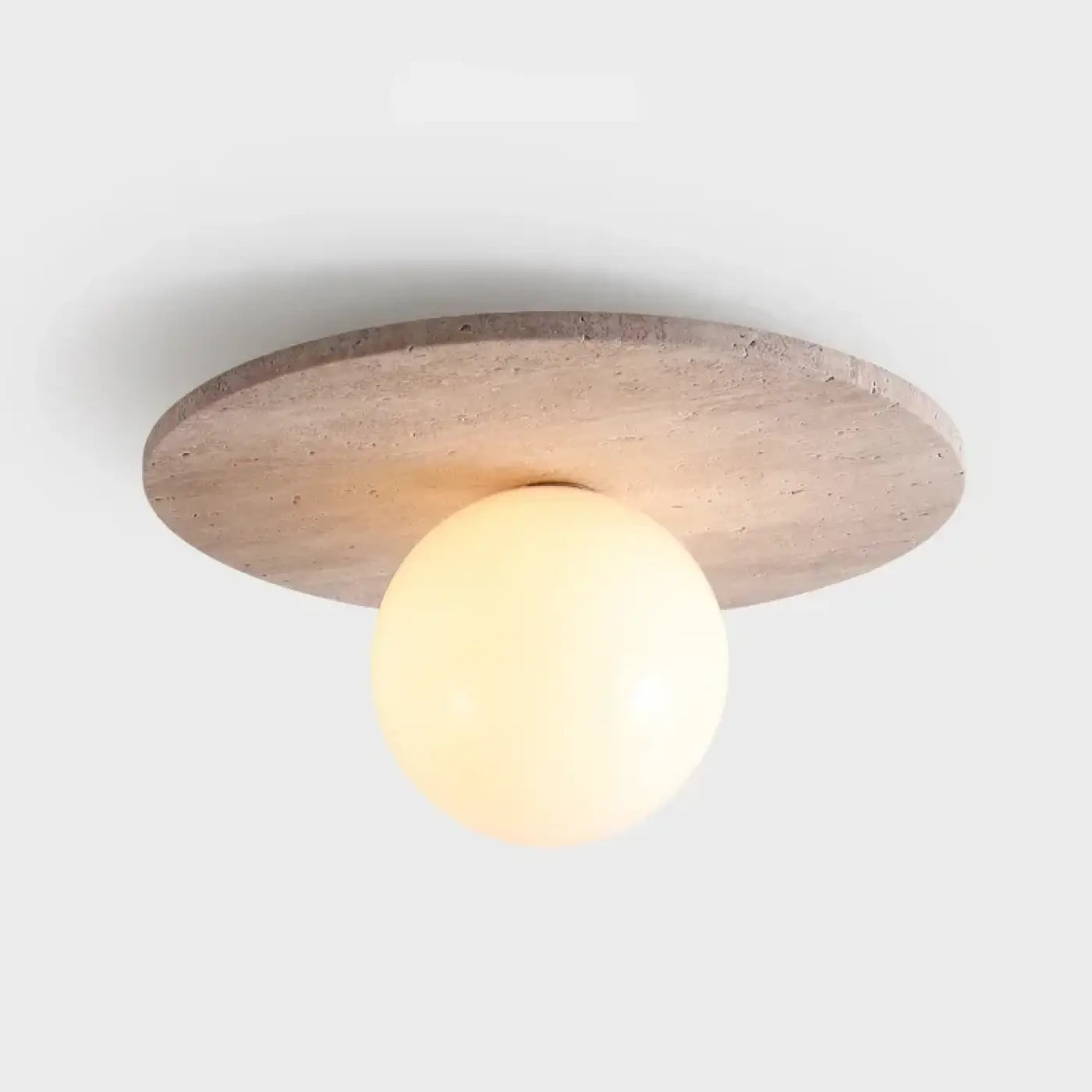 Plafonnier pierre claire et verre blanc moderne | RUPIHEL