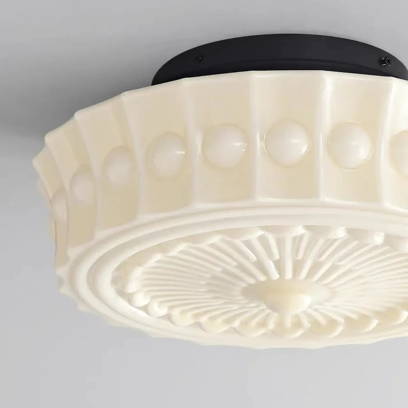 Plafonnier verre blanc sculpté design moderne | TIRON