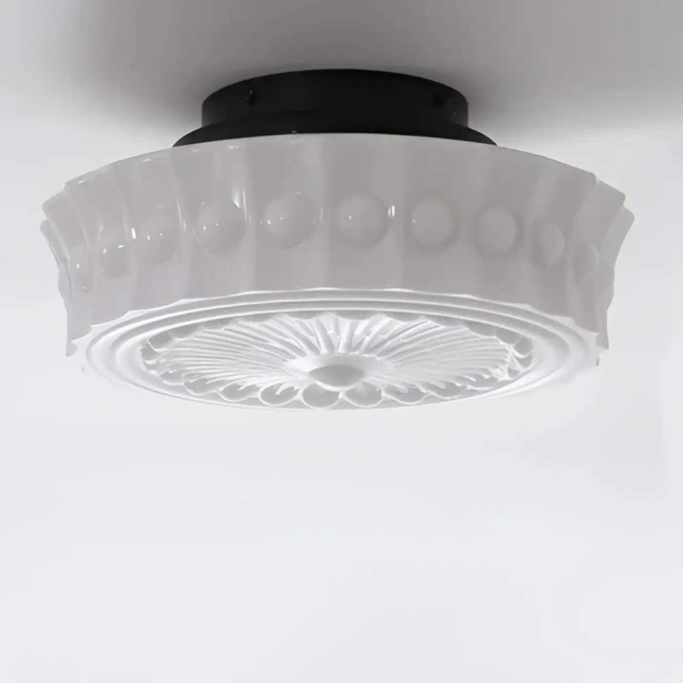 Plafonnier verre blanc sculpté design moderne | TIRON