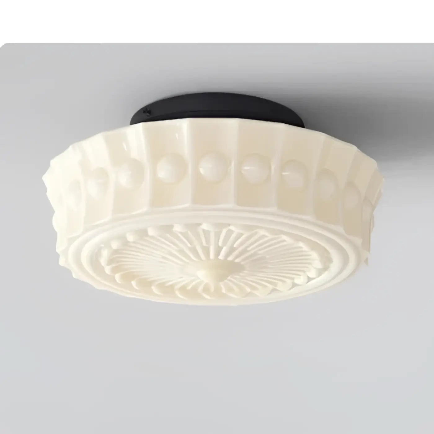 Plafonnier verre blanc sculpté design moderne | TIRON