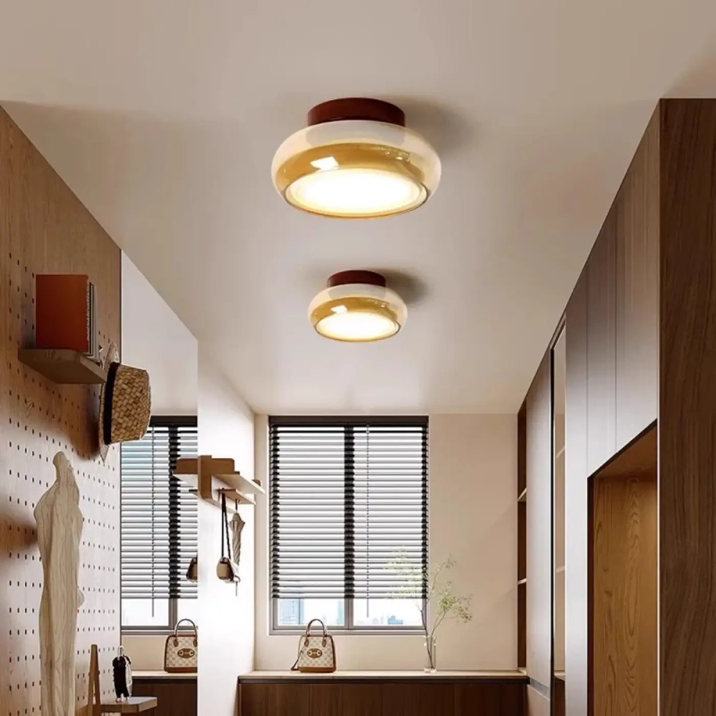 Plafonnier verre ambré LED moderne | HOBI