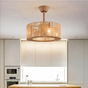Plafonnier rotin beige cylindrique moderne | ZOZON