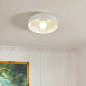 Plafonnier résine blanc relief floral vintage | NIGOHOL