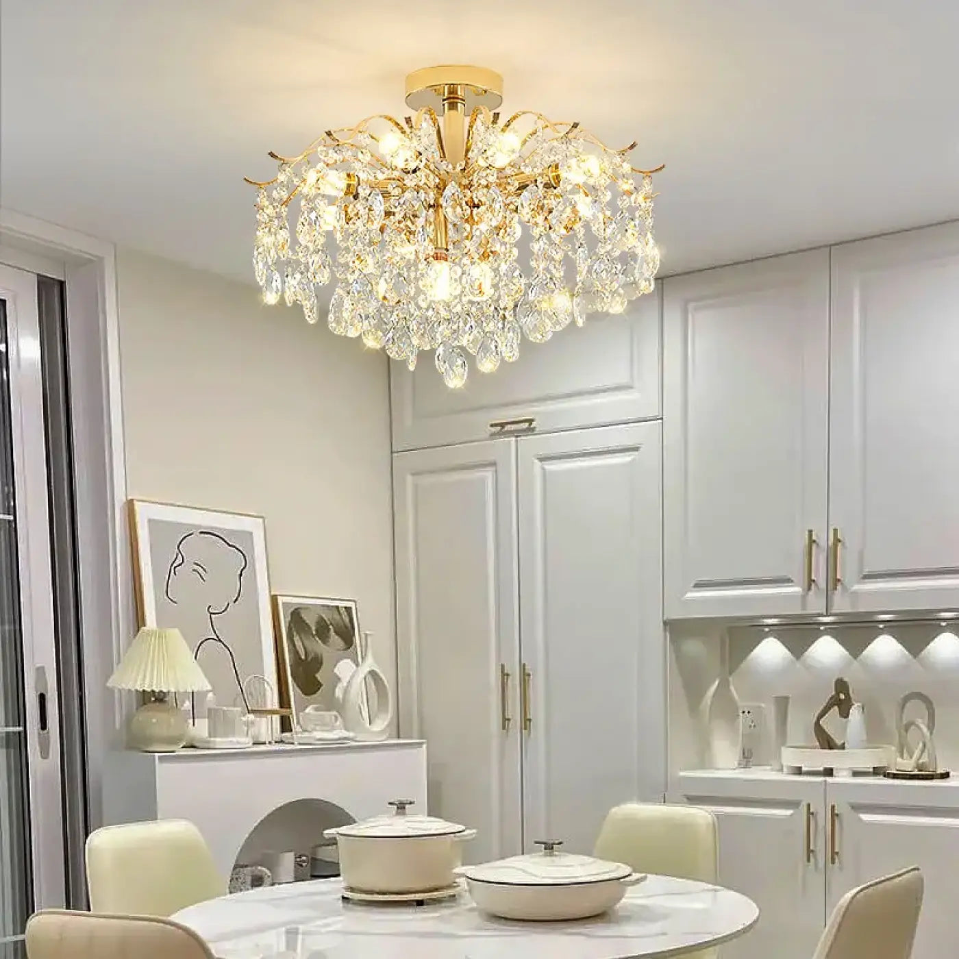 Plafonnier doré cristal classique chic | DISEZO