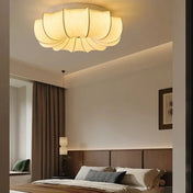 Plafonnier floral blanc LED abat-jour tissu | NIRI