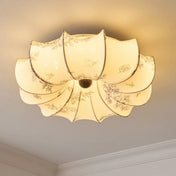 Plafonnier floral blanc LED abat-jour tissu | NIRI
