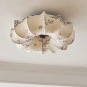 Plafonnier floral blanc LED abat-jour tissu | NIRI