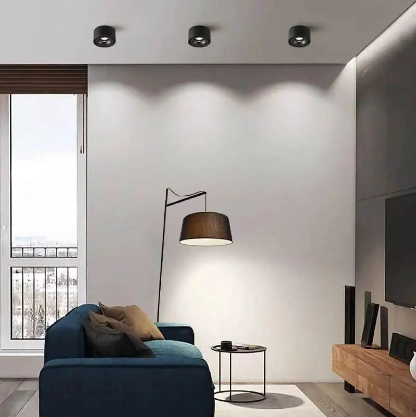 Plafonnier LED compact aluminium noir et doré | DOLUL