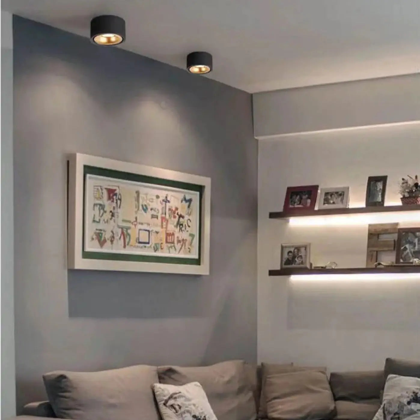 Plafonnier LED compact aluminium noir et doré | DOLUL