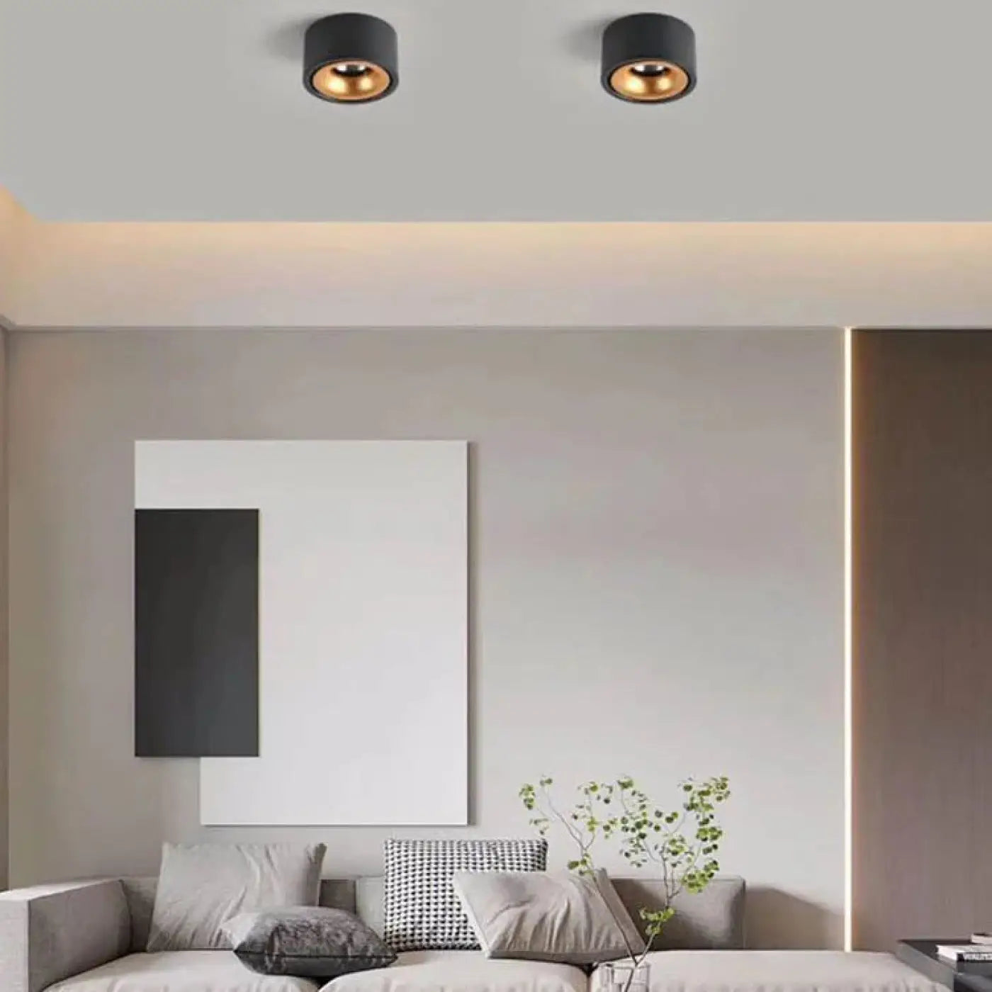 Plafonnier LED compact aluminium noir et doré | DOLUL