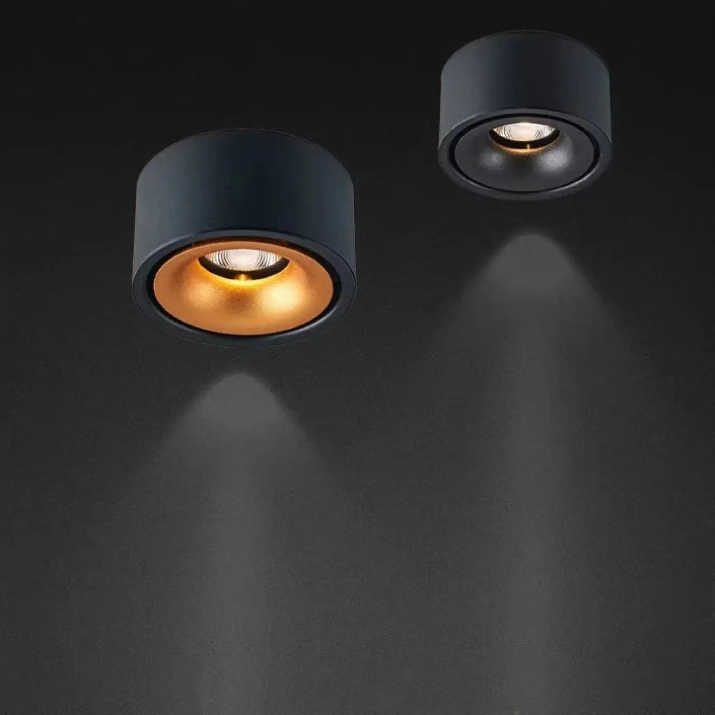 Plafonnier LED compact aluminium noir et doré | DOLUL
