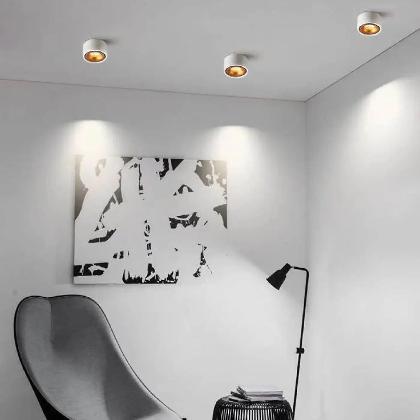 Plafonnier LED compact aluminium noir et doré | DOLUL