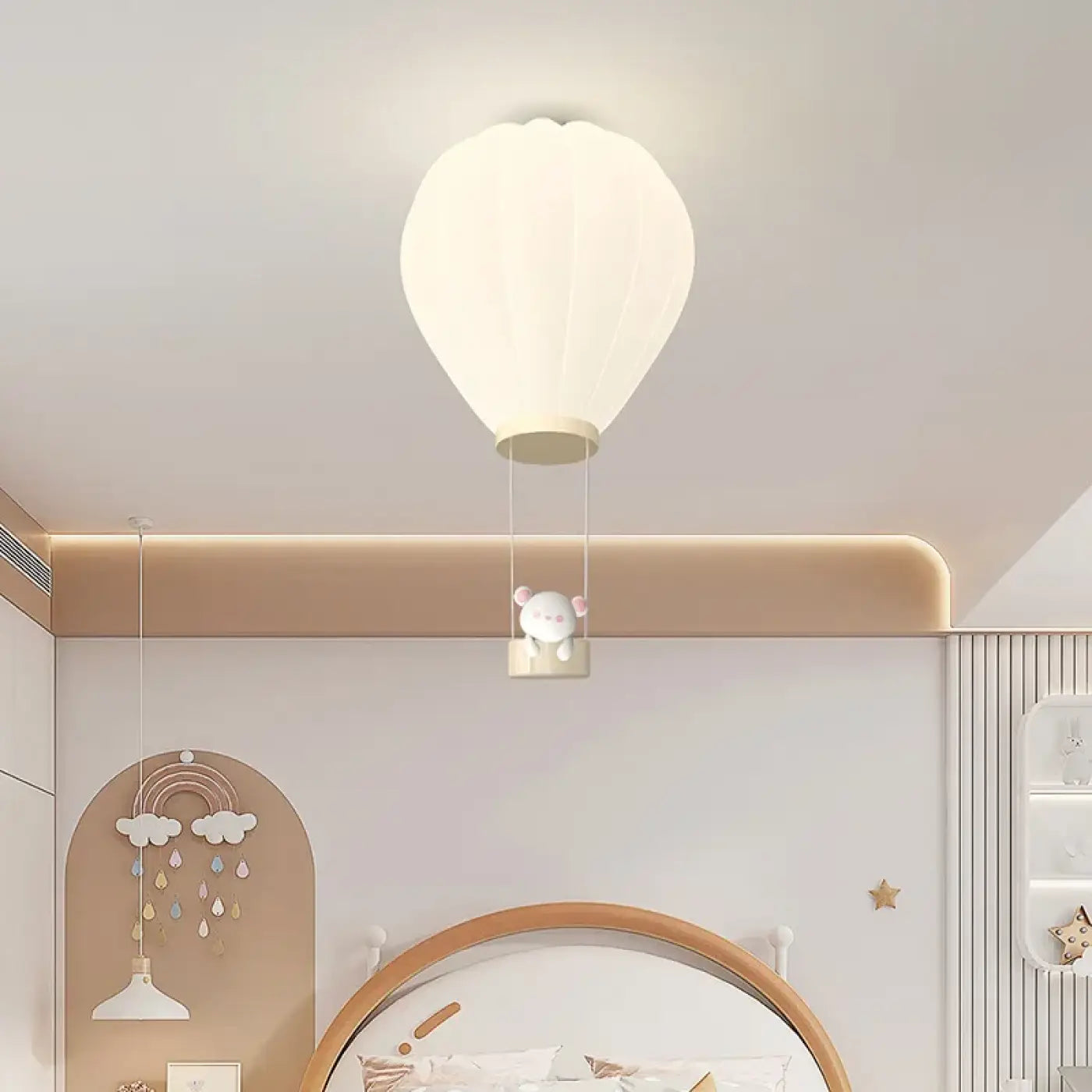Plafonnier enfant blanc montgolfière design | NANIVO