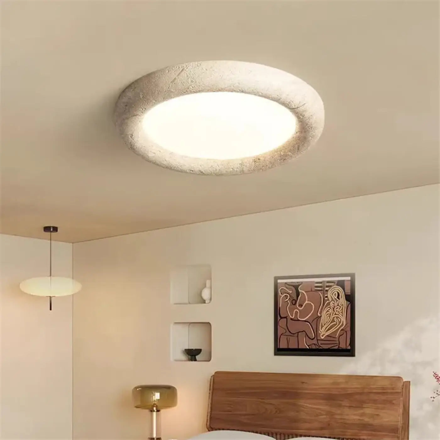 Plafonnier beige effet feutre diffuseur LED | KADOLU