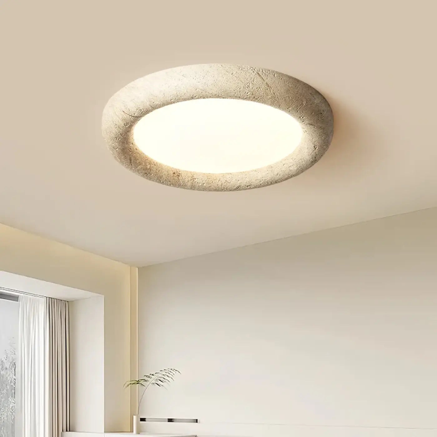 Plafonnier beige effet feutre diffuseur LED | KADOLU