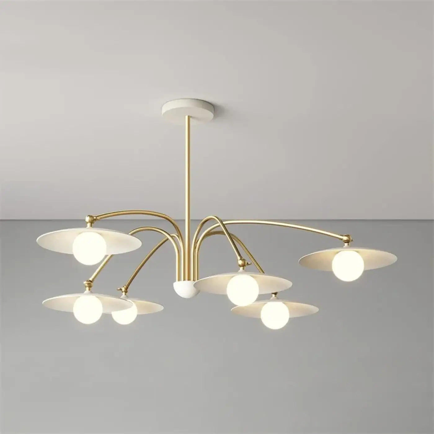 Plafonnier art déco blanc et doré 6 lumières | MURINU
