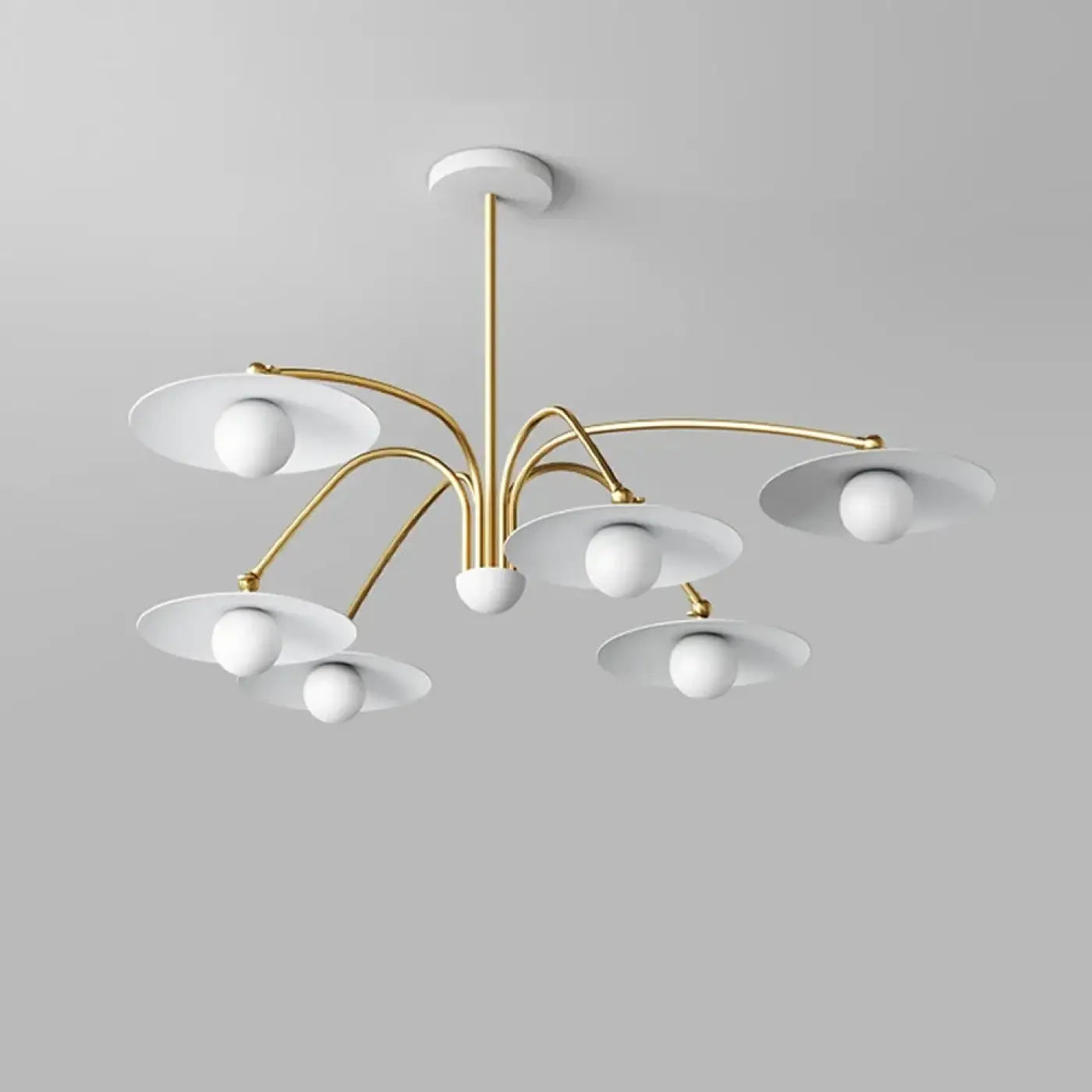Plafonnier art déco blanc et doré 6 lumières | MURINU
