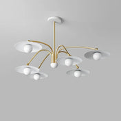 Plafonnier art déco blanc et doré 6 lumières | MURINU