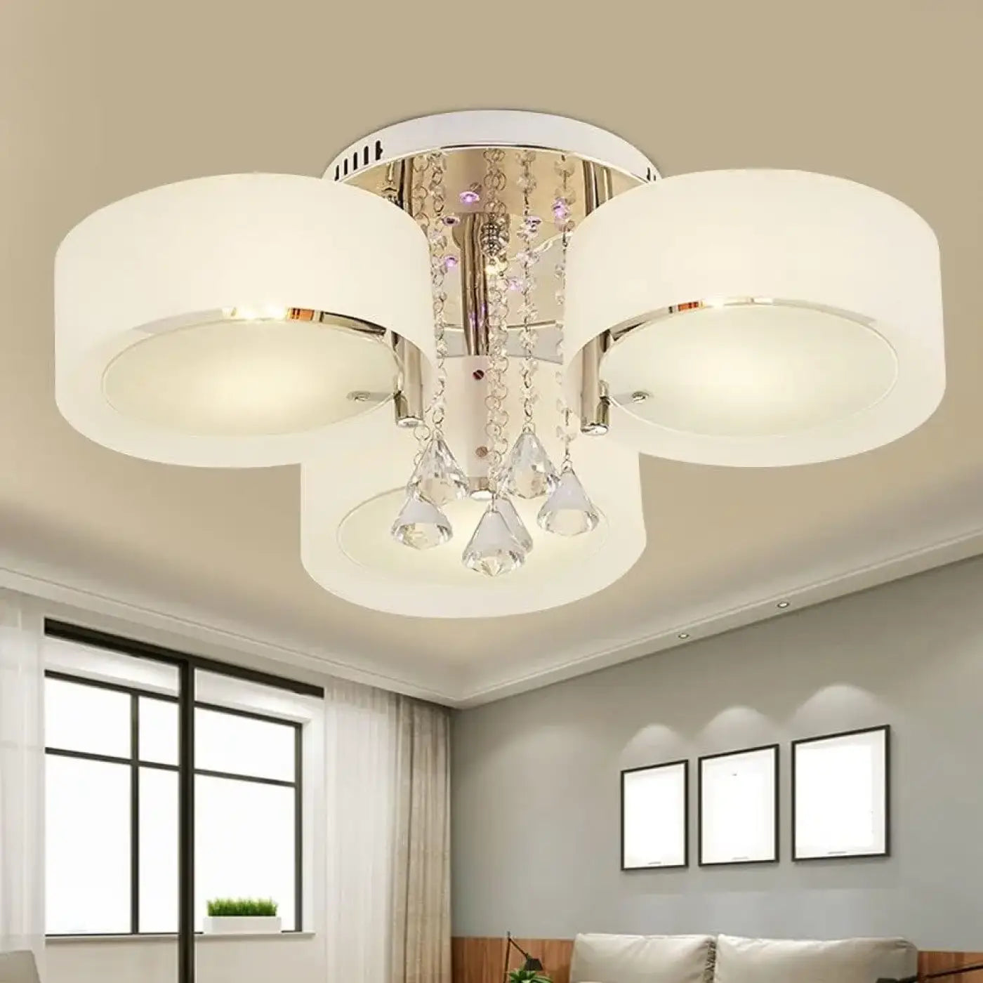 Plafonnier verre blanc art déco LED | SOFA