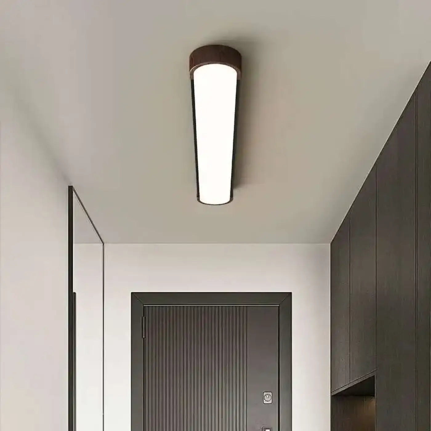 Plafonnier LED bois minimaliste blanc gris | BASOLI