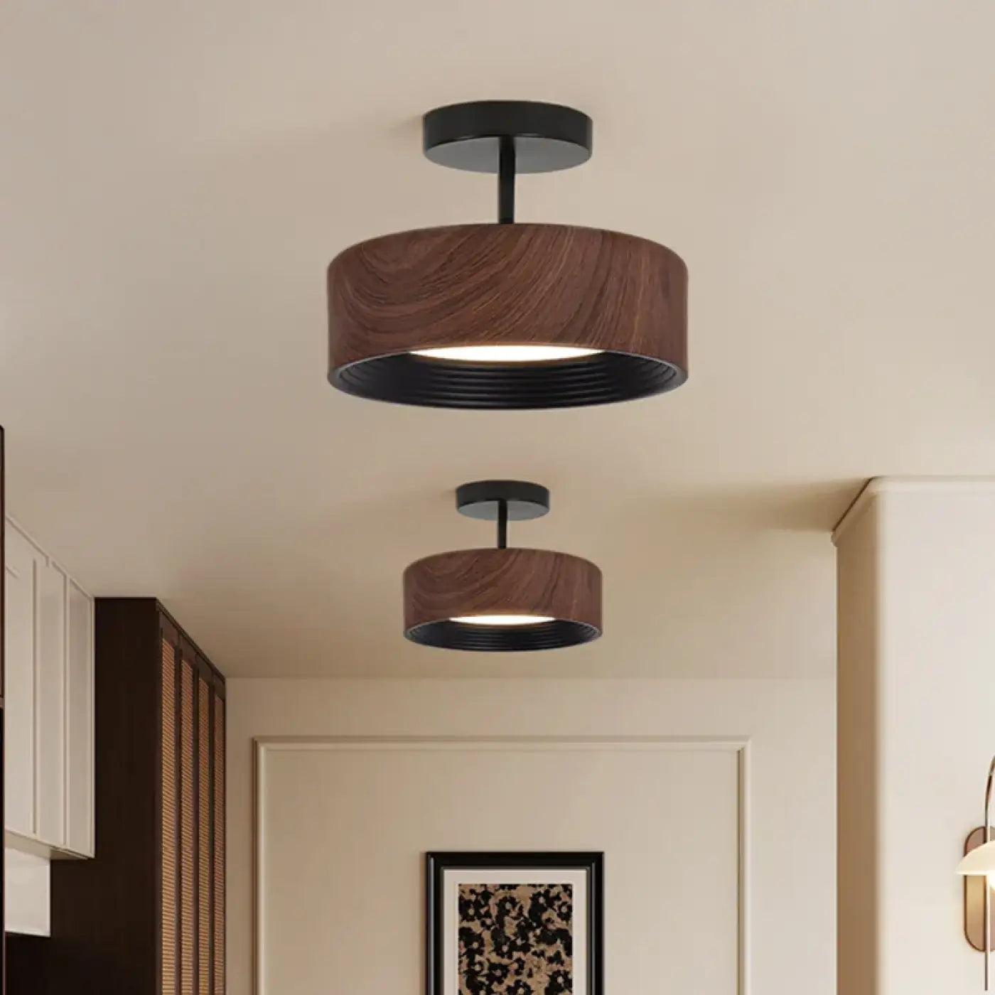 Plafonnier LED marron métal et acrylique | RIBUHO