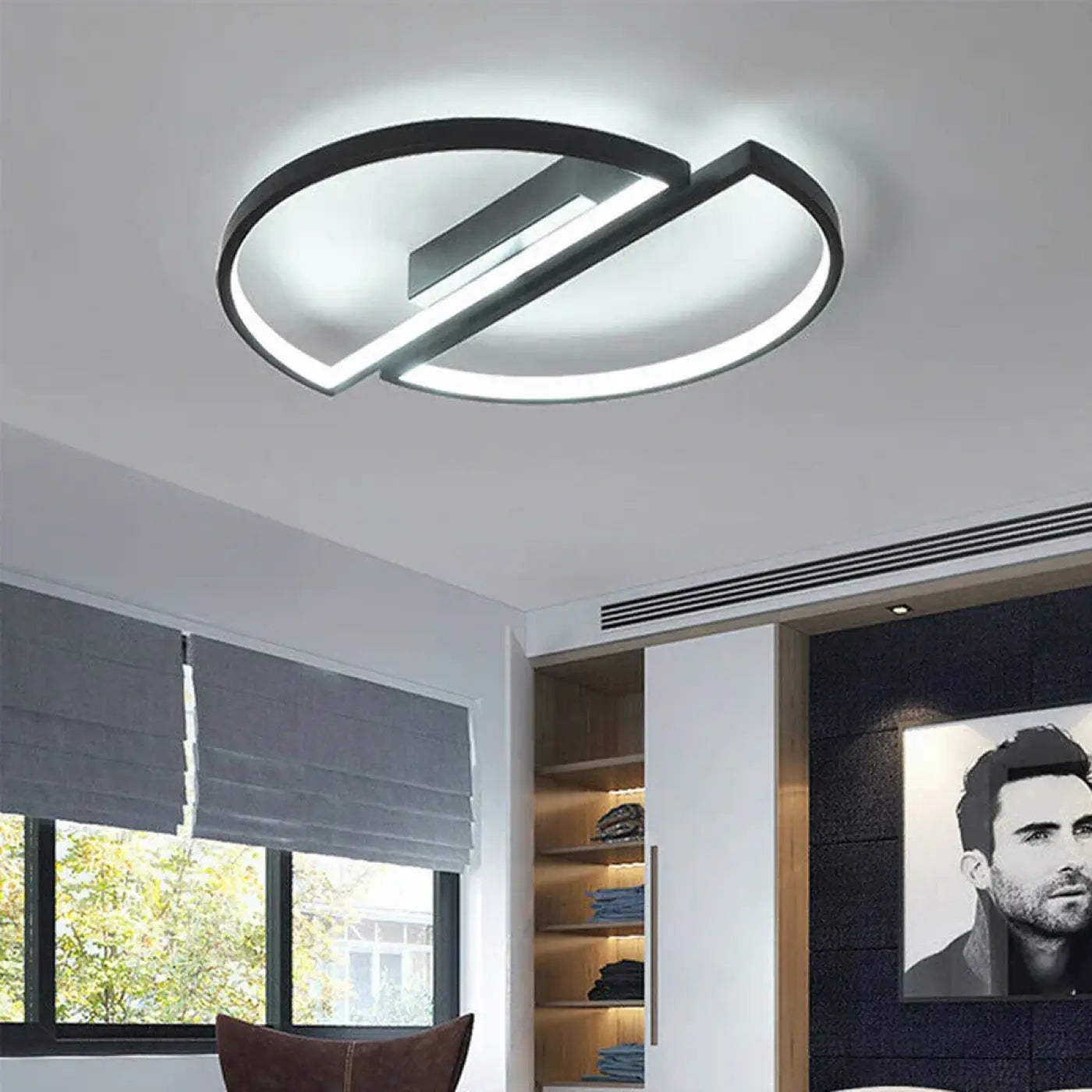 Plafonnier LED cercle noir et blanc moderne | MAPUK