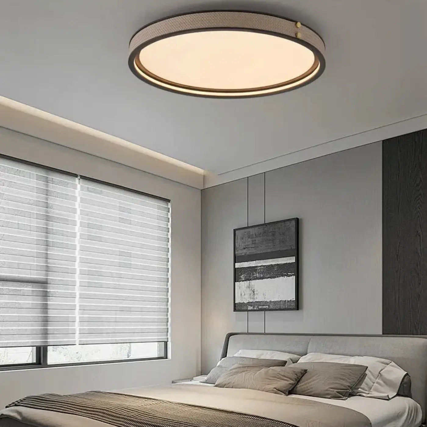 Plafonnier LED beige art déco moderne | GABENU