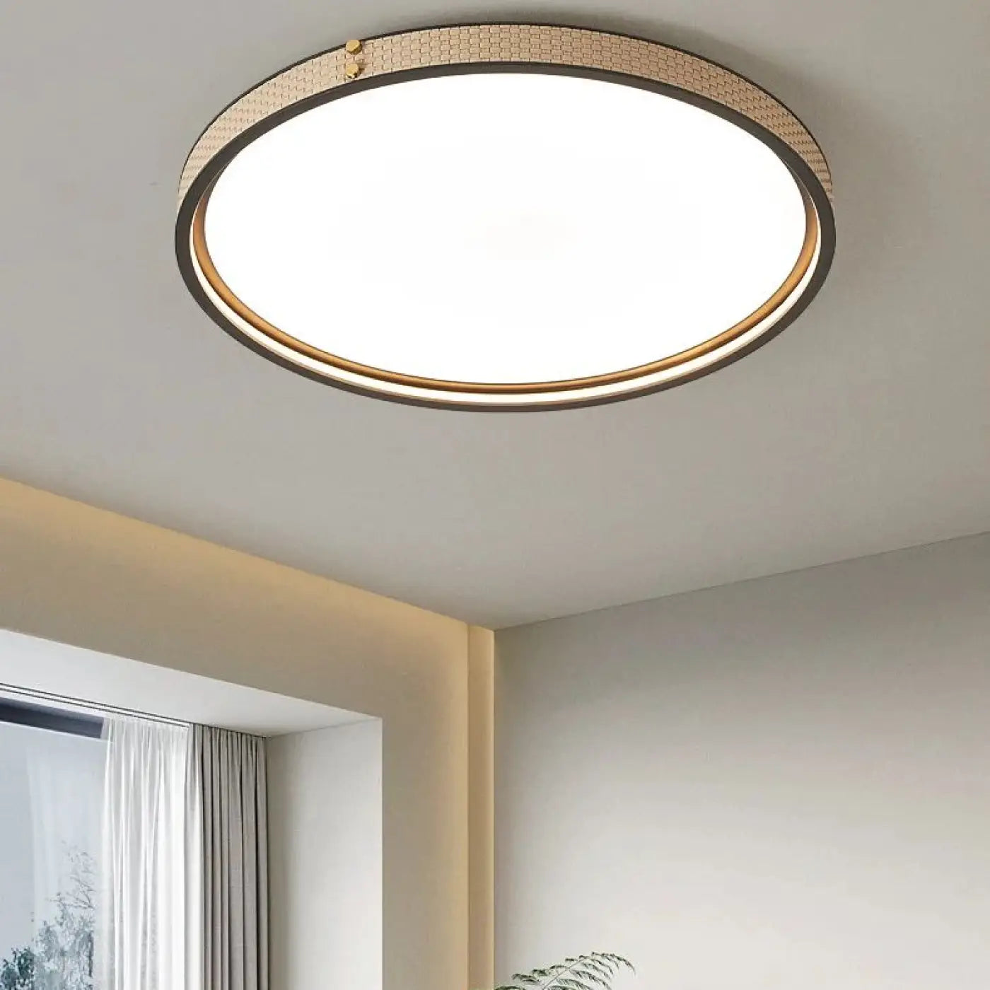 Plafonnier LED beige art déco moderne | GABENU