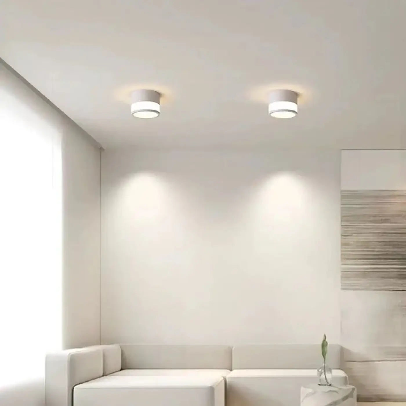 Plafonnier LED cylindrique noir et blanc moderne | DUGUS