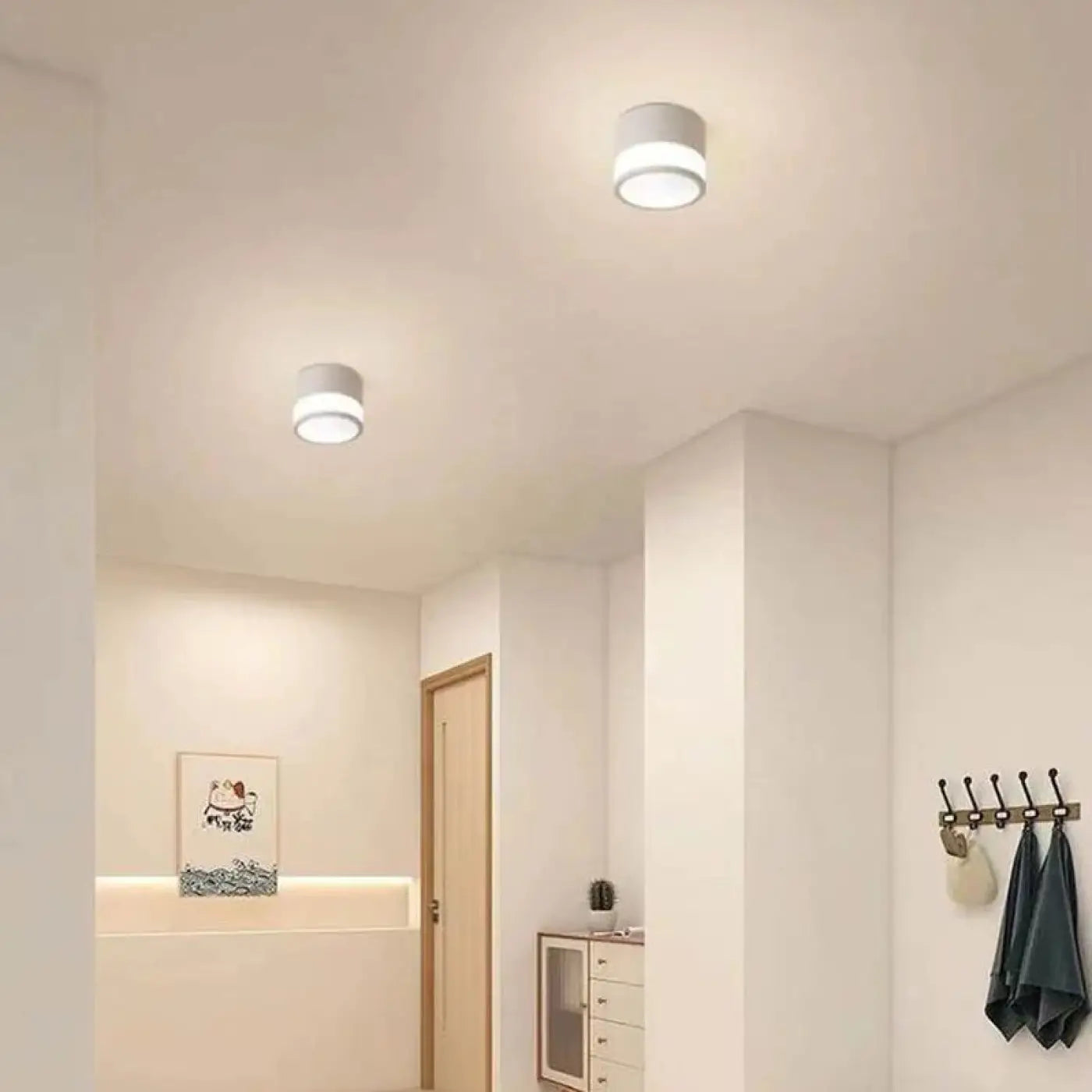 Plafonnier LED cylindrique noir et blanc moderne | DUGUS