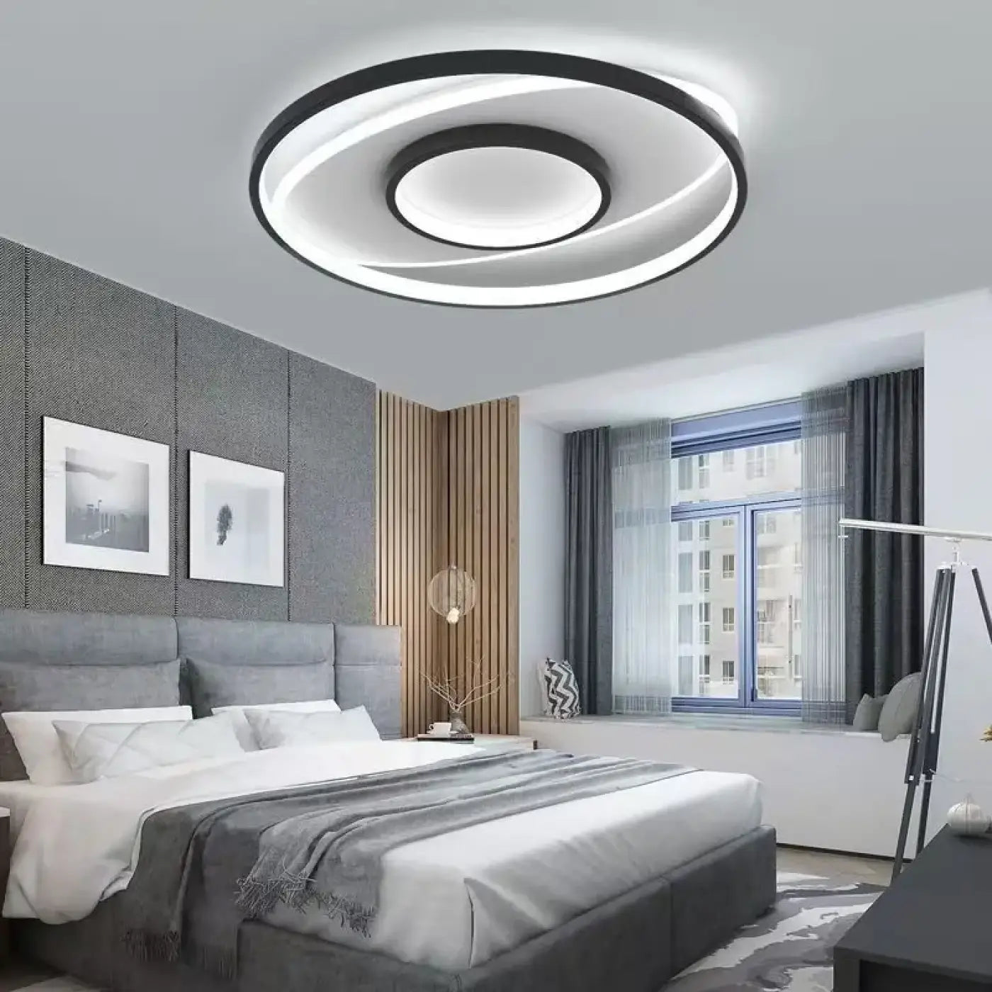 Plafonnier LED noir et blanc design moderne | SIZAZE
