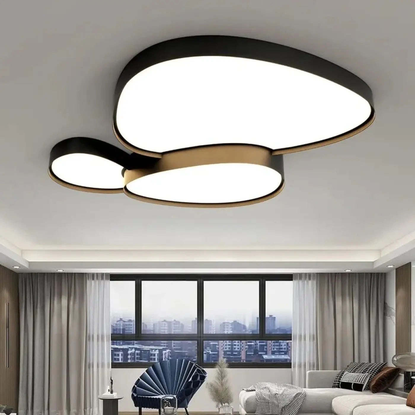 Plafonnier LED formes organiques noir et blanc | ZERASU