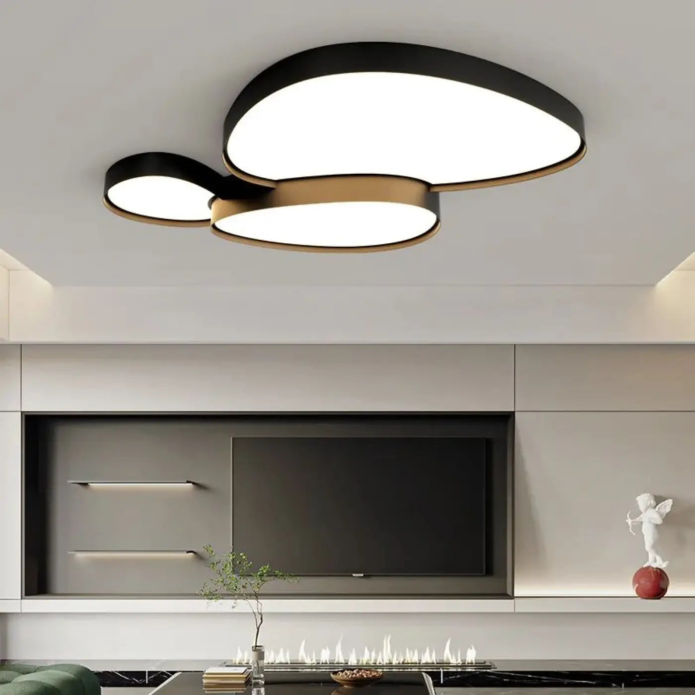 Plafonnier LED formes organiques noir et blanc | ZERASU