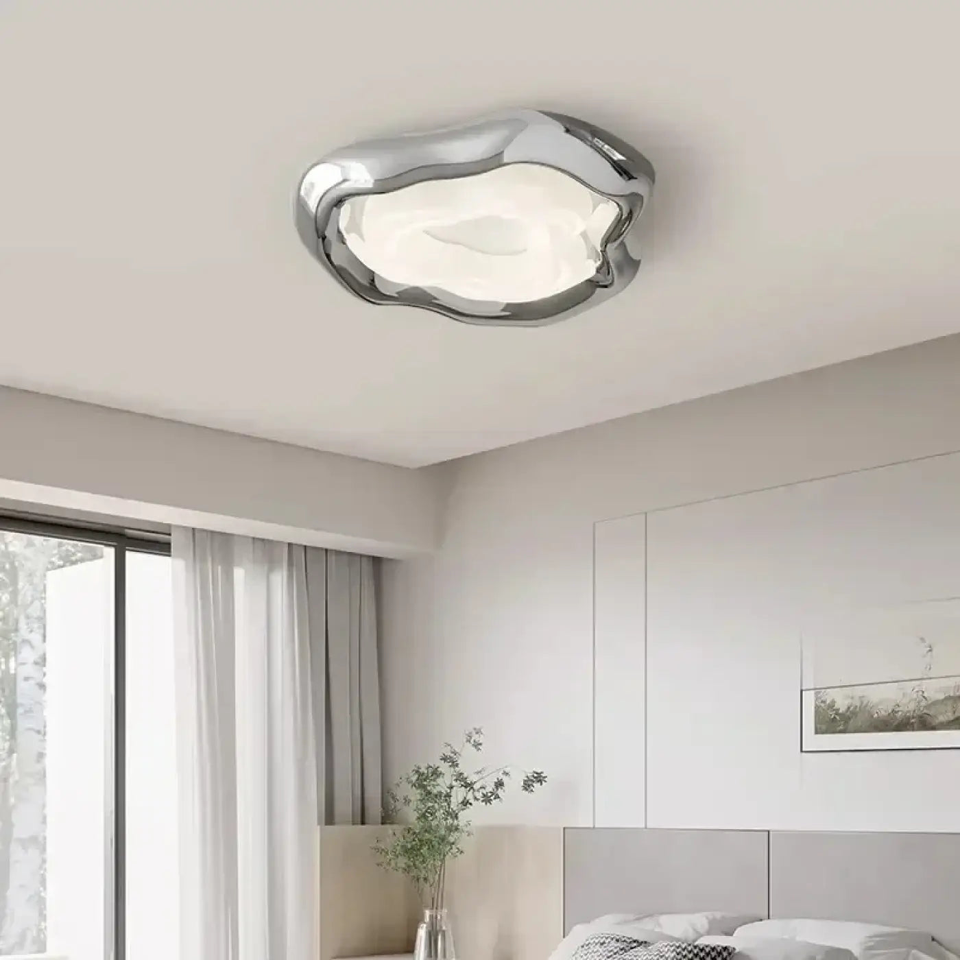 Plafonnier LED chromé forme organique | TUTULIN