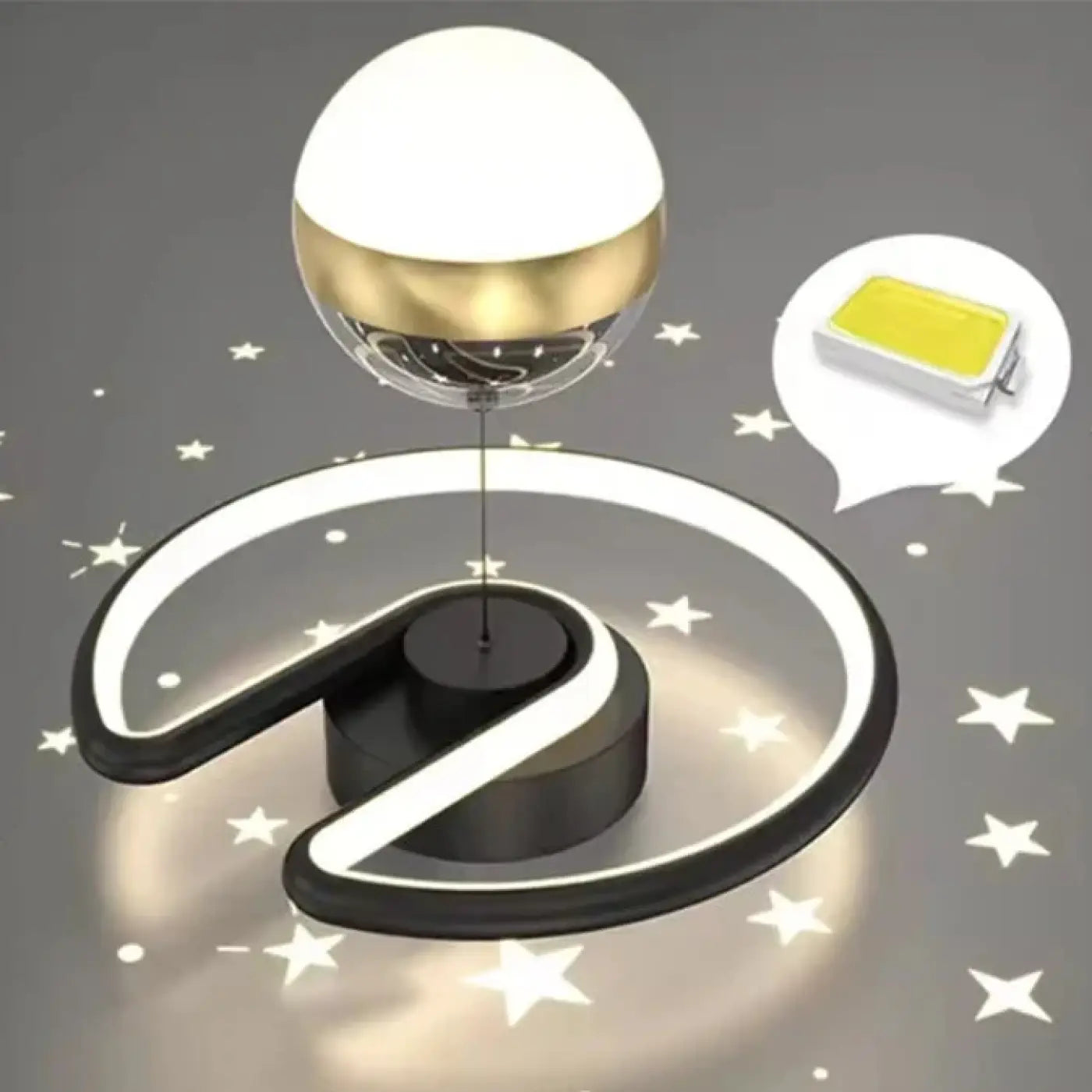 Plafonnier LED noir et doré design moderne | PAKESE