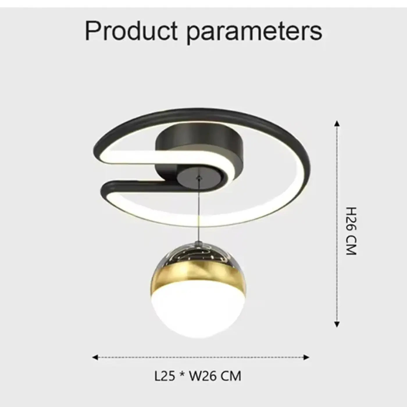Plafonnier LED noir et doré design moderne | PAKESE
