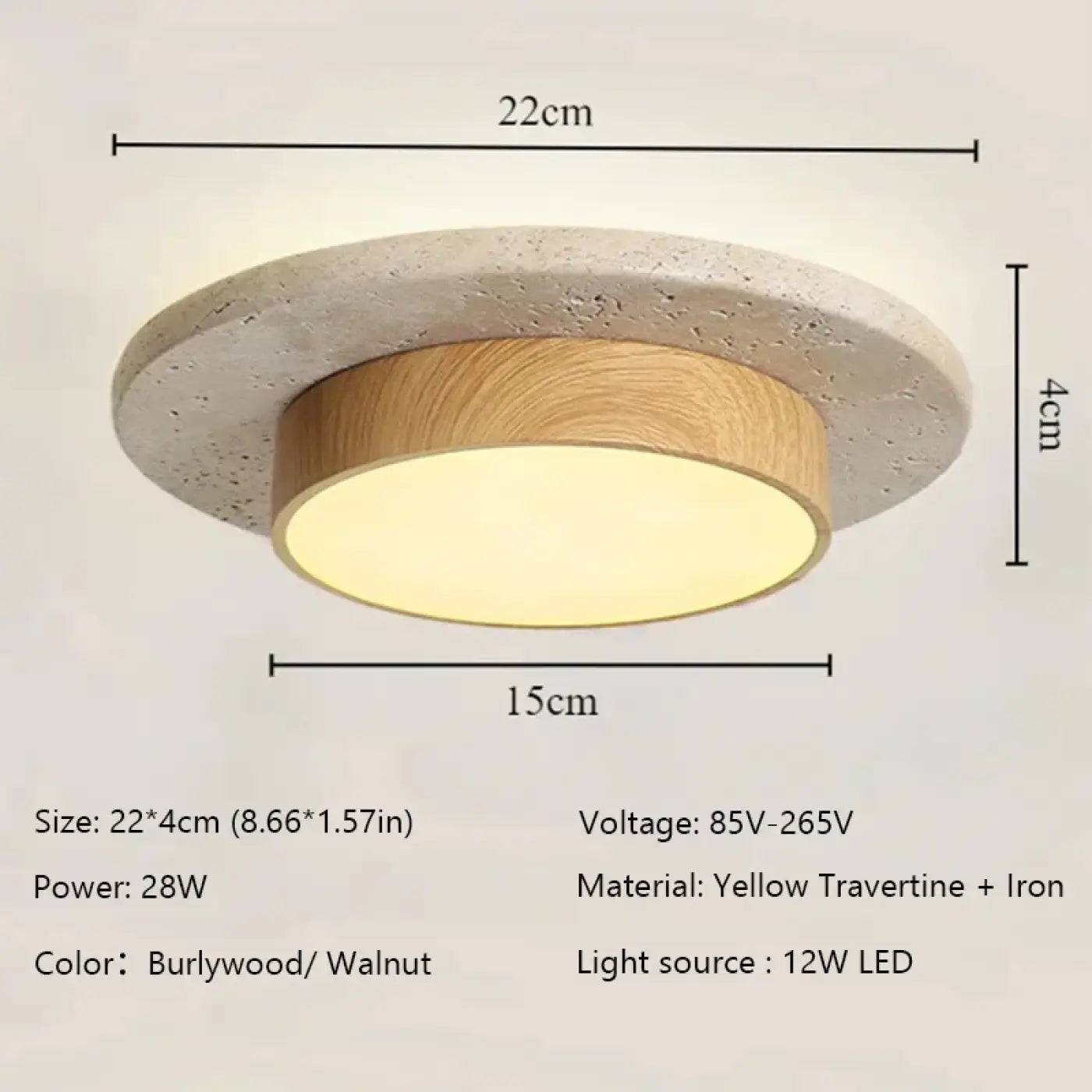 Plafonnier LED pierre et métal art déco | HISO
