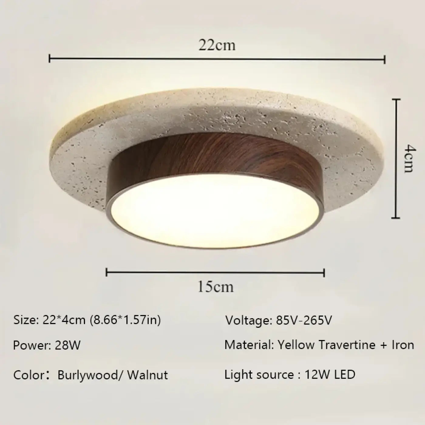 Plafonnier LED pierre et métal art déco | HISO