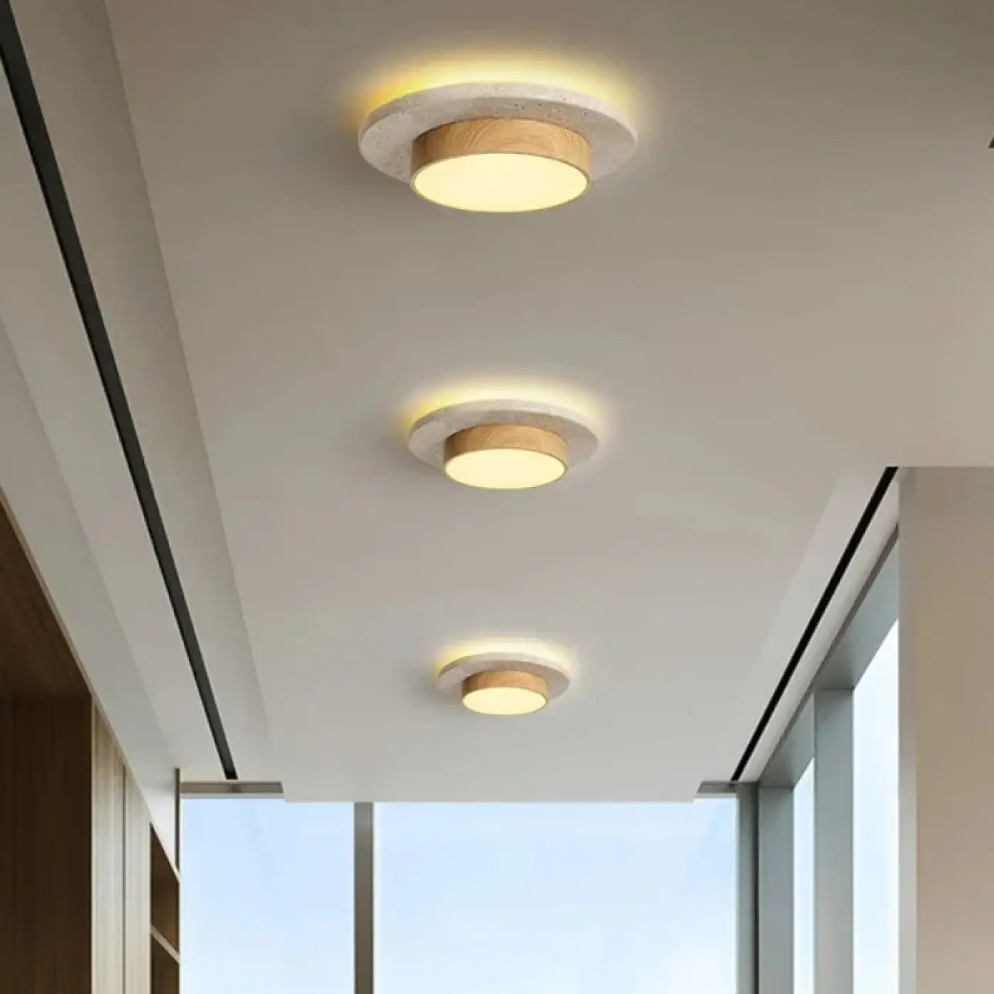Plafonnier LED pierre et métal art déco | HISO