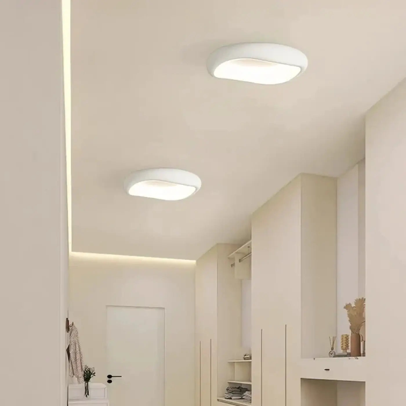 Plafonnier LED rond blanc pour couloir moderne | RERAHI