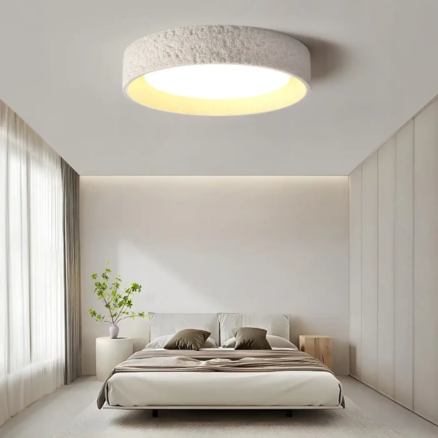 Plafonnier LED résine blanc moderne | KIVOK
