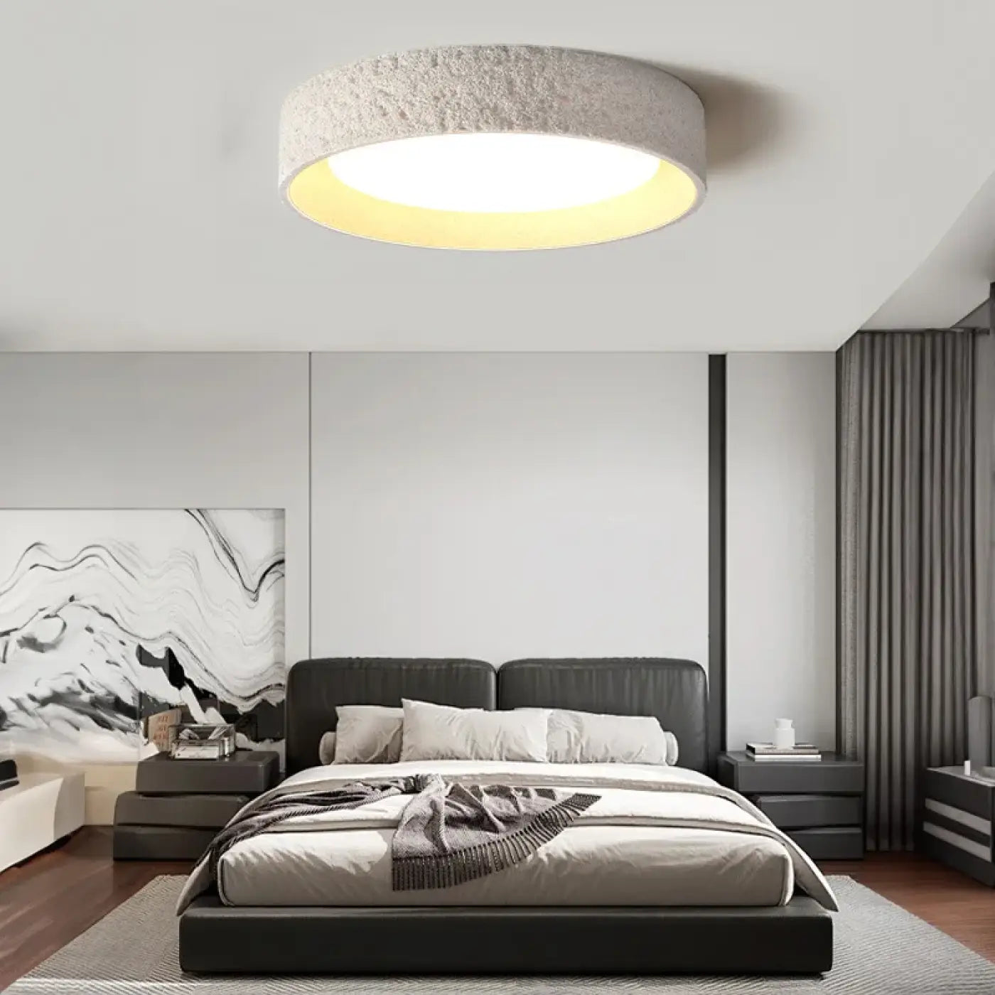 Plafonnier LED résine blanc moderne | KIVOK