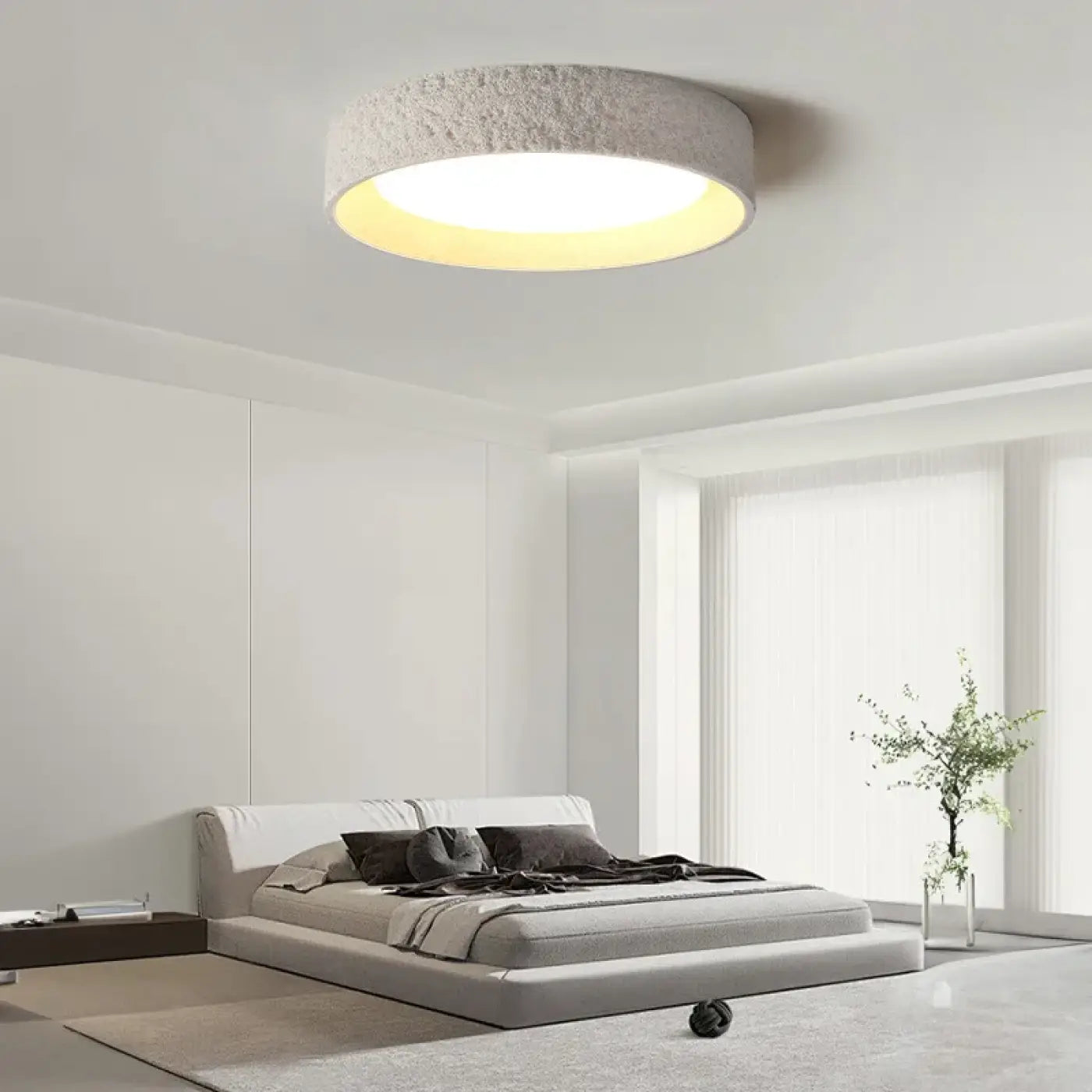Plafonnier LED résine blanc moderne | KIVOK