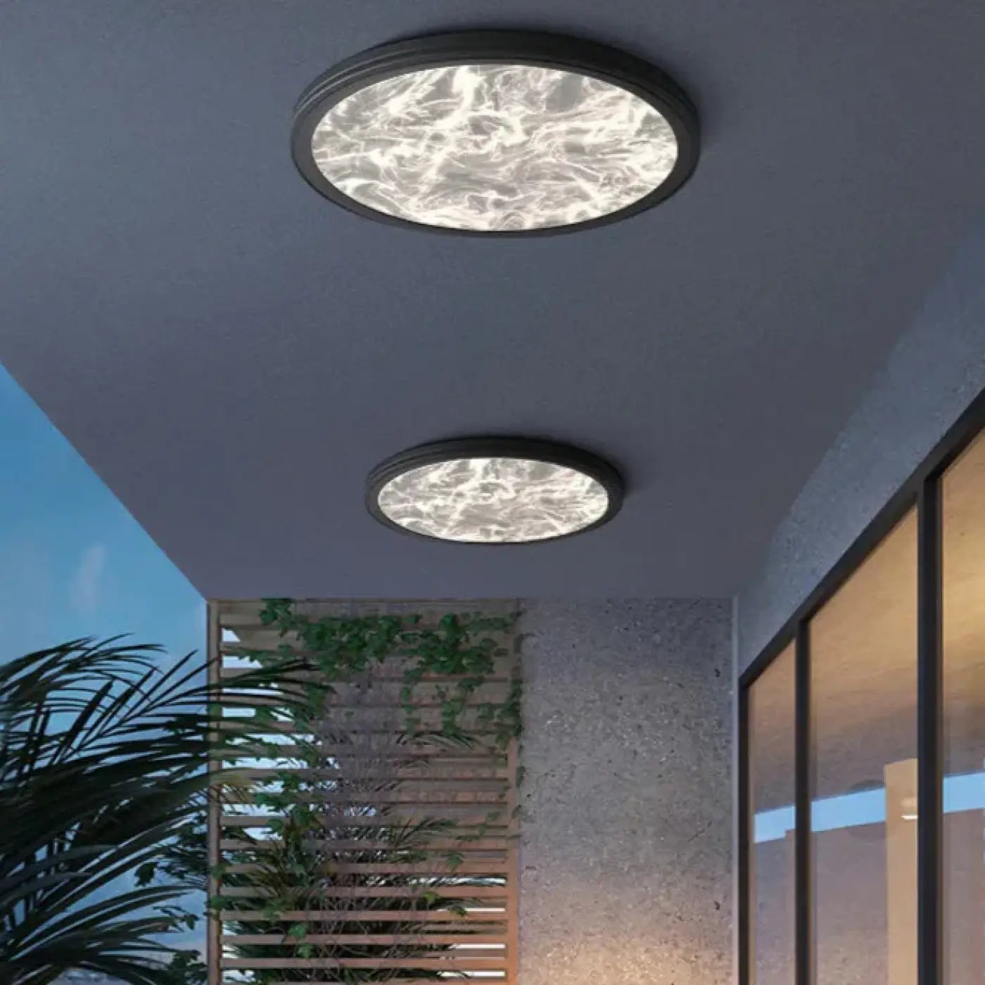 Plafonnier LED noir et blanc effet marbre moderne | FUTARA