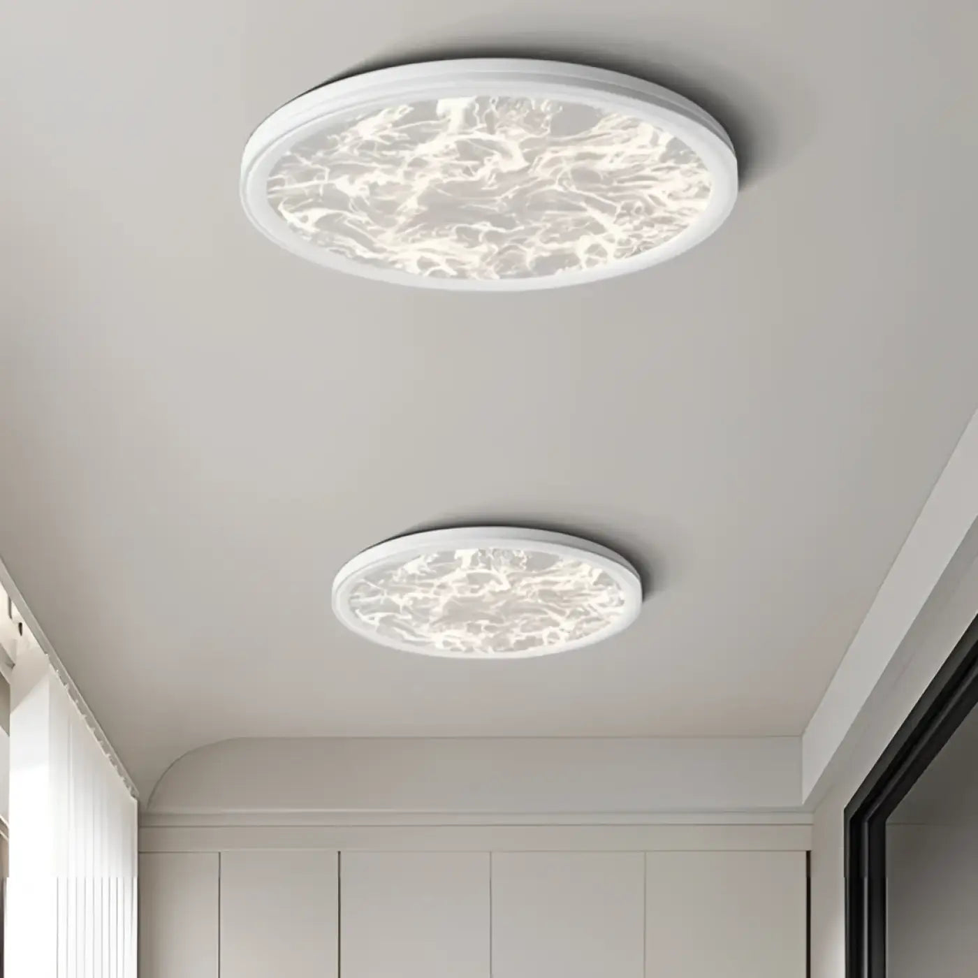 Plafonnier LED noir et blanc effet marbre moderne | FUTARA