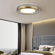 Plafonnier LED rond gris fumé et doré | SEVEKA