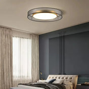 Plafonnier LED rond gris fumé et doré | SEVEKA