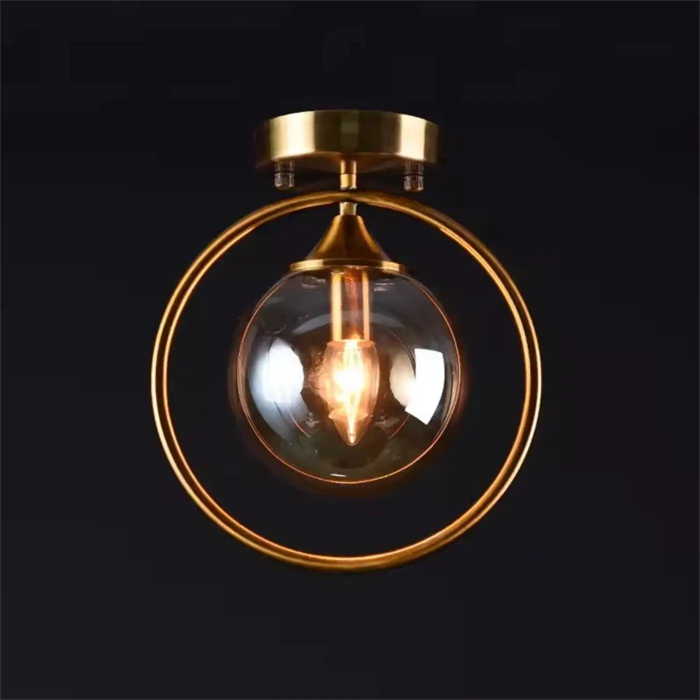 Plafonnier verre ambré doré design original | ZIPELI