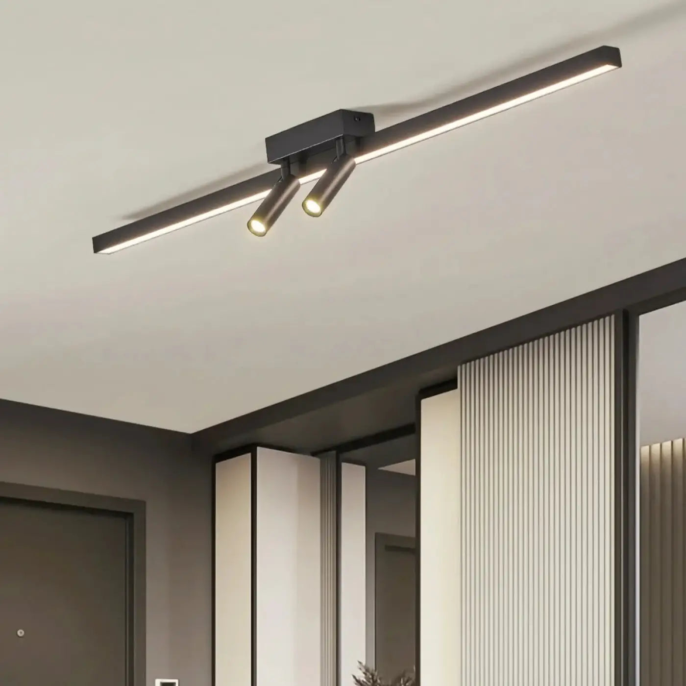 Plafonnier linéaire noir double projecteur LED | DEVO