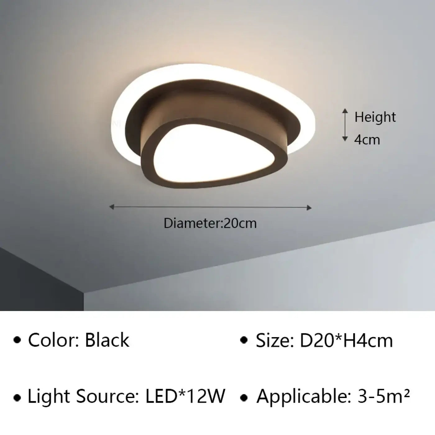 Plafonnier LED aluminium noir et blanc moderne | PEME